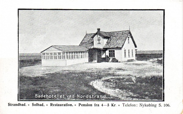 Reklamepostkort af badehotellet ved Nordstrand
